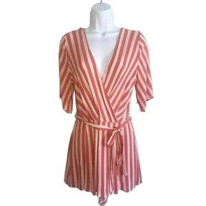 Medium Coral/White Striped Romper